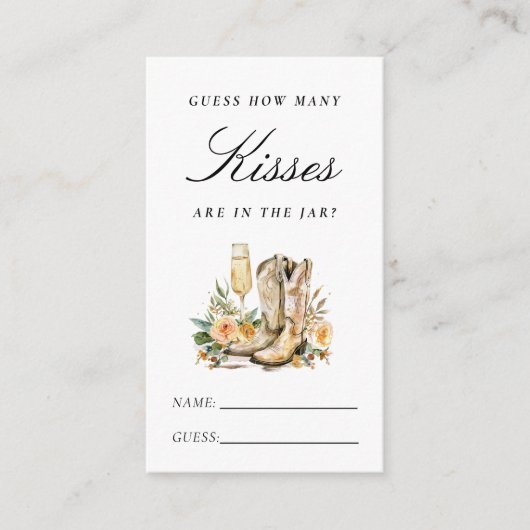 何人のキスがブーツと泡立つブライダルシャワー エンクロージャーカード (正面)