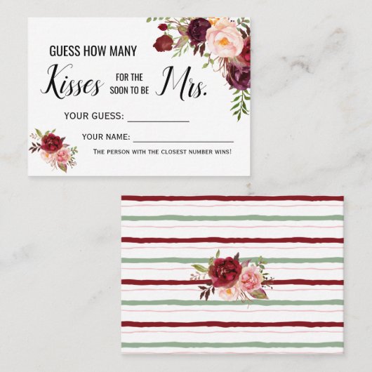 何人のキスがミセス・ゲーム・カードになるだろうか プレイスカード (正面/裏面)