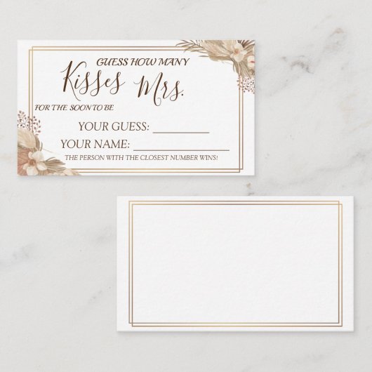 何人のキスがミセス・シャワーカードゲーム プレイスカード (正面/裏面)