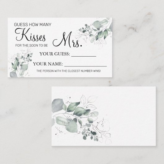 何人のキスがミセス・シャワーカードゲーム プレイスカード (正面/裏面)