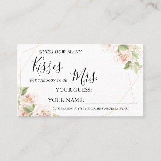 何人のキスがミセス・シャワーカードゲーム プレイスカード (正面)