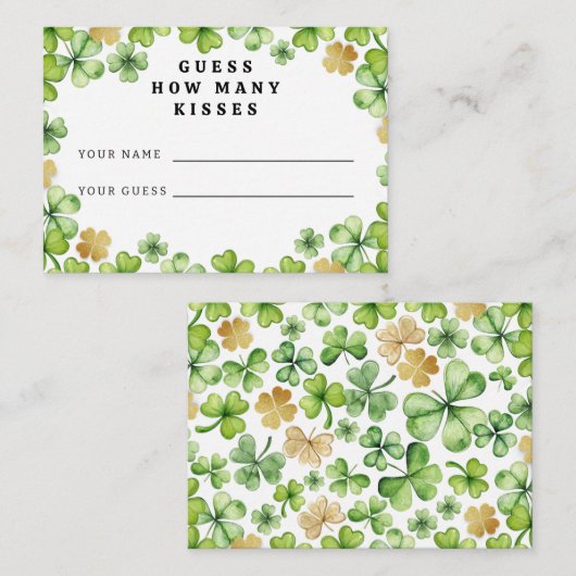 何人のキスの赤ちゃんシャワーゲームカード エンクロージャーカード (正面/裏面)