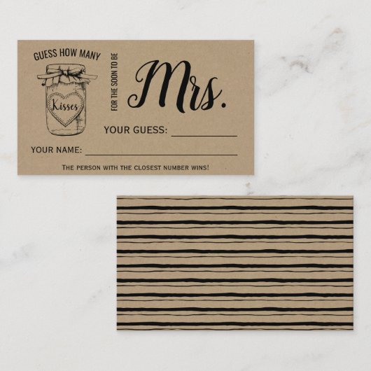 何人のキスはすぐにミセス・ゲームカードになる プレイスカード (正面/裏面)