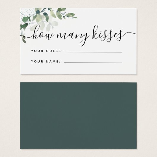 何人のキスゲームカードユーカリブライダルシャワー (正面&裏面)