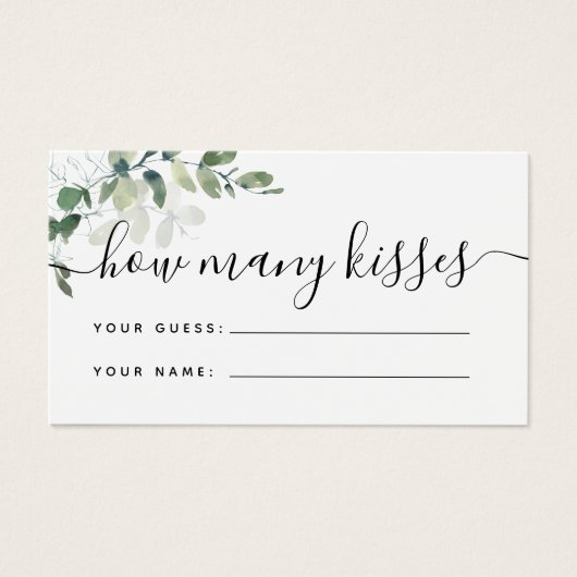 何人のキスゲームカードユーカリブライダルシャワー (正面)