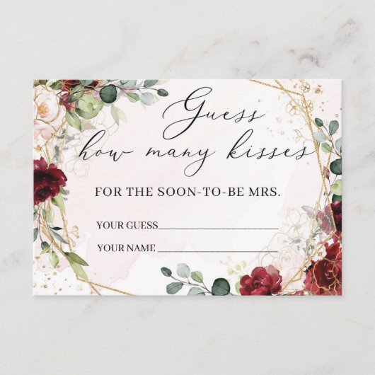 何人のキスゲームカードboho burgundyフローラ エンクロージャーカード (正面)