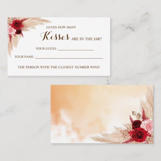 何人のキスパンパブライダルシャワーゲームカード プレイスカード (正面/裏面)