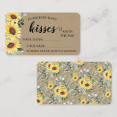 何人のキスブライダルシャワーひまわり花ゲームカード プレイスカード (正面/裏面)
