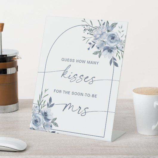 何人のキスブライダルシャワーほこりっぽい青いゲームサイン 台座サイン (インサイチュ)