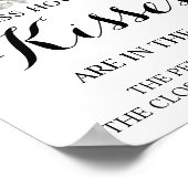 何人のキスブルーフラワーブライダルシャワーゲームサイン ポスター (角)