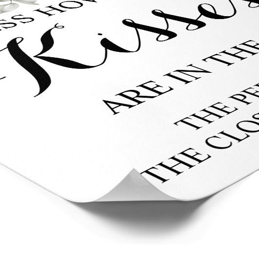 何人のキスブルーフラワーブライダルシャワーゲームサイン ポスター (角)