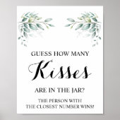 何人のキスユーカリブライダルシャワーゲームサイン ポスター (正面)