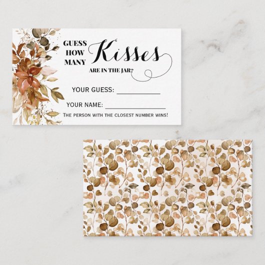 何人のキス秋秋ブライダルシャワーゲーム プレイスカード (正面/裏面)