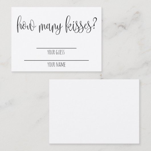 何人のキス?ブライダルシャワーゲーム プレイスカード (正面/裏面)