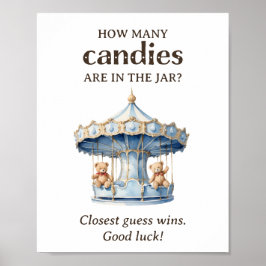 何人のキャンディテディベアツインボーイ赤ちゃんシャワー ポスター