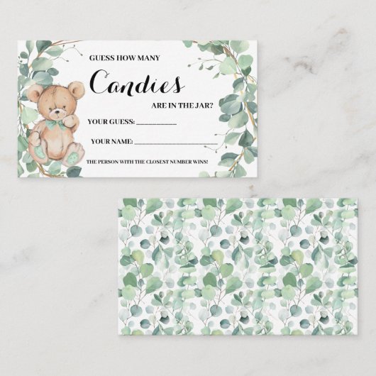 何人のキャンディーが緑のシャワーゲームカードを持つ プレイスカード (正面/裏面)