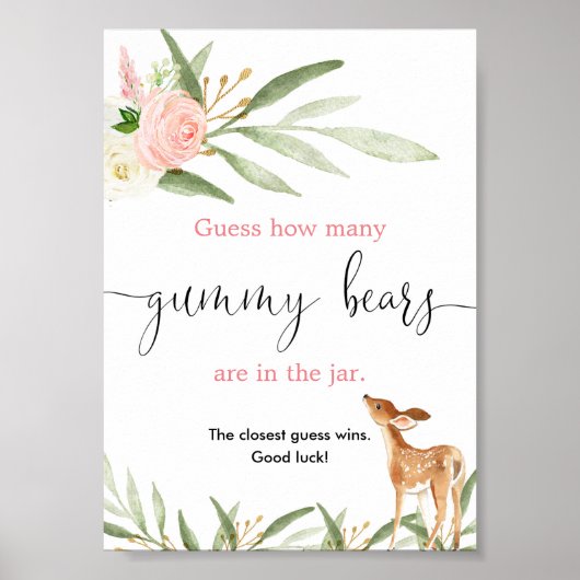 何人のグミベアがピンクの金ゴールド鹿と戦うか推測 ポスター (正面)