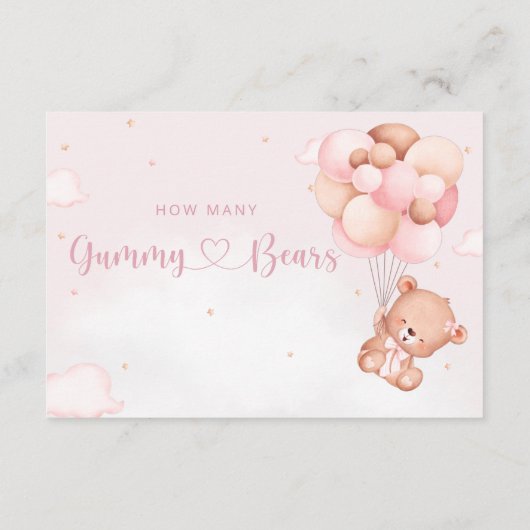 何人のグミベアTeddy Bear赤ちゃんシャワーゲーム エンクロージャーカード (裏面)
