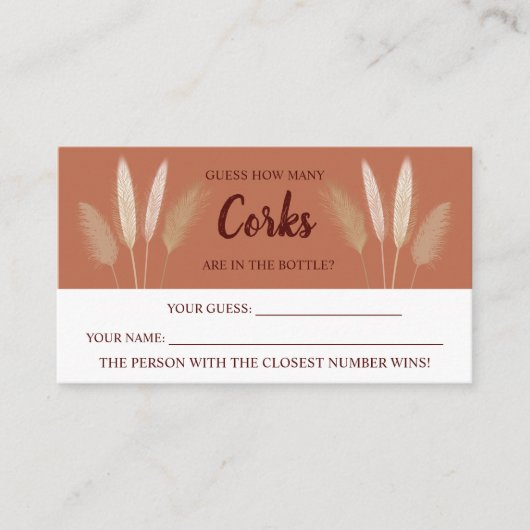 何人のコルクパンパブライダルシャワーゲームカード プレイスカード (正面)