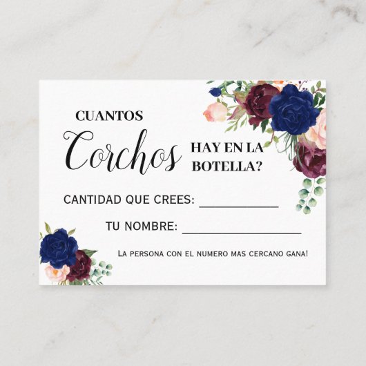 何人のコークゲーム英語シャワスペインのーカード プレイスカード (裏面)