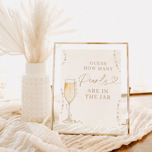 何人のブライダルシャワーゲーム真珠Prosecco ポスター