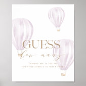 何人の赤ちゃんシャワーゲームのサインピンクのシャワーを推測 ポスター (正面)