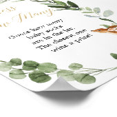 何人の赤ちゃんシャワーゲーム鹿の緑の金ゴールド ポスター (角)