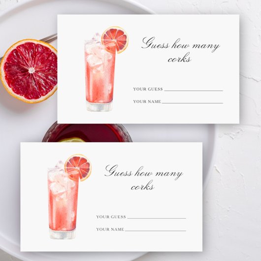 何個の栓を推測 - カクテル ブライダル シャワー エンクロージャーカード