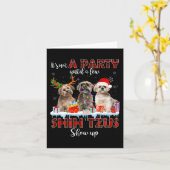 何匹かのシーズーサンタが現れるまでパーティじゃない カード (黄色い花)