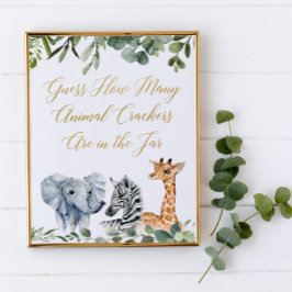 何匹の動物のクラッカーのゲームのサインを当てる ポスター