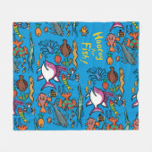 何匹異なった魚を見ることができますか。 フリースブランケット (正面(横))