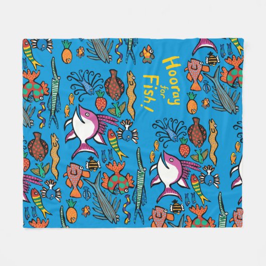 何匹異なった魚を見ることができますか。 フリースブランケット (正面(横))
