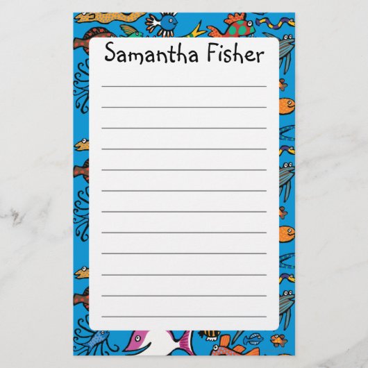 何匹異なった魚を見ることができますか。 便箋 (正面)