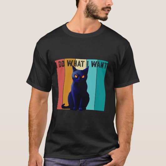 何匹目の猫 黒猫 ハロウィン おどろおどろしい猫 怒った猫 Tシャツ (正面)