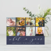 何年もの |ネイビーハッピーホリデーズフォトコラージュ シーズンカード (スタンド正面)