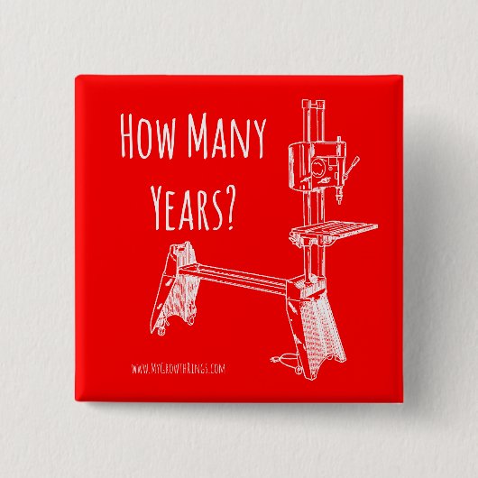 「何年？」 MyGrowthRingsの四角いボタン 缶バッジ (正面)