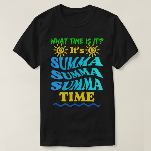 何時はスンマサマタイムビーチヤシの木 Tシャツ (デザイン正面)
