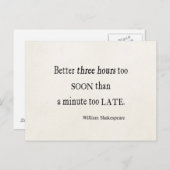 何時間も間もなく過ぎるシェークスピア引用文 ポストカード (正面/裏面)