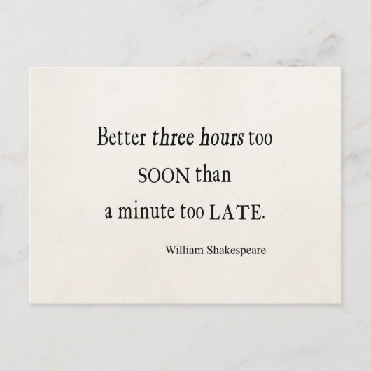 何時間も間もなく過ぎるシェークスピア引用文 ポストカード (正面)
