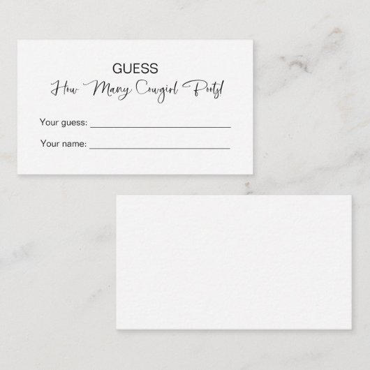 何本の女性のカーボーイブーツ！ブライダルシャワー エンクロージャーカード (正面/裏面)