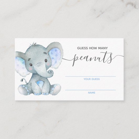 何枚のピーナッツのカード象の赤ちゃんシャワーを推測 エンクロージャーカード (正面)