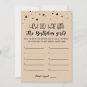 何歳だった誕生日ガールゲーム誕生日パーティーカード 招待状 (正面)