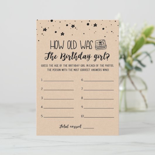 何歳だった誕生日ガールゲーム誕生日パーティーカード 招待状 (スタンド正面)