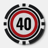 何歳でもOK 40歳の誕生日を祝うスピード制限標識 ポーカーチップ (正面)