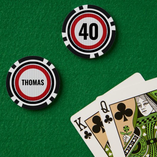 何歳でもOK 40歳の誕生日を祝うスピード制限標識 ポーカーチップ (ポーカーテーブル (ダブル))