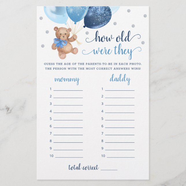 何歳の彼らは赤ちゃんシャワーテディベアをゲーム (正面)