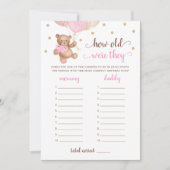 何歳の彼らは赤ちゃんシャワーTeddyクマのカードをゲーム 招待状 (正面)