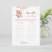 何歳の彼らは赤ちゃんシャワーTeddyクマのカードをゲーム 招待状 (スタンド正面)