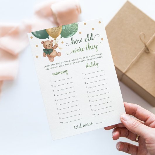 何歳の彼らは赤ちゃんシャワーTeddyクマのカードをゲーム 招待状