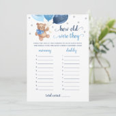 何歳の彼らは赤ちゃんシャワーTeddyクマのカードをゲーム 招待状 (スタンド正面)